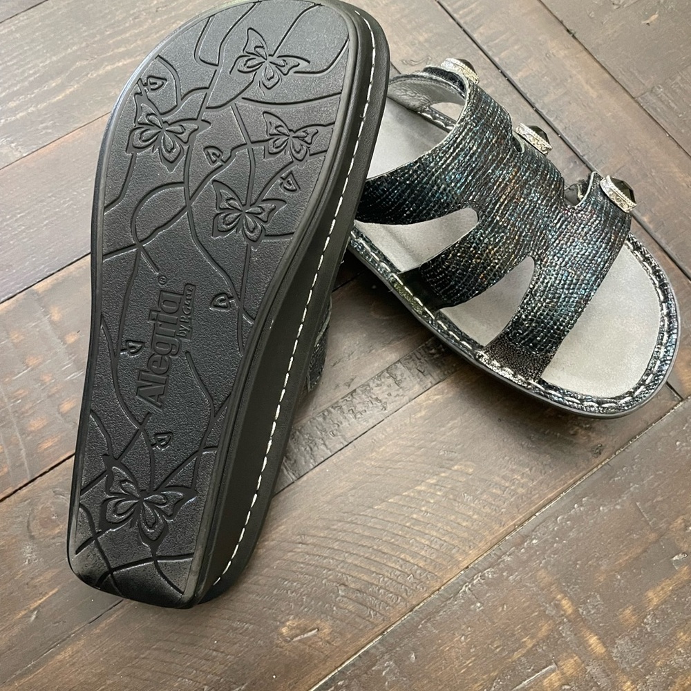 Alegria Black Glitter Sandals - Picture 2 of 2